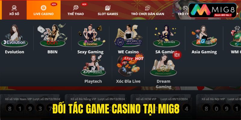 Hệ sinh thái đối tác game Casino MIG8 hàng đầu